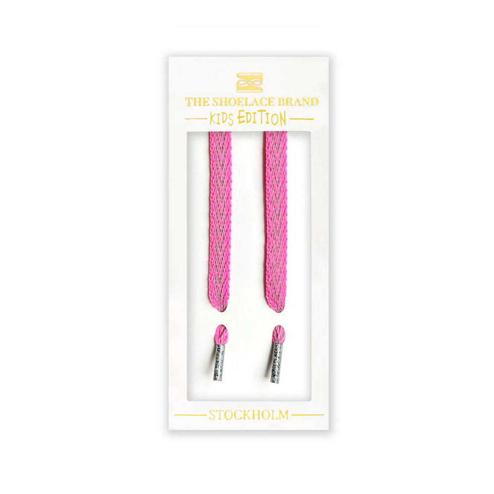 The Shoelace Brand - Reflective Pink Kids Shoelaces (70cm)