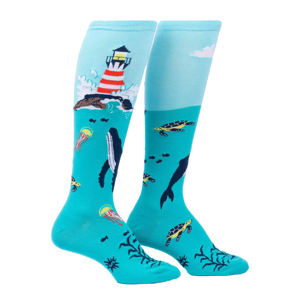 Sock It To Me Women's Funky Knee High Socks - Light Up My Life