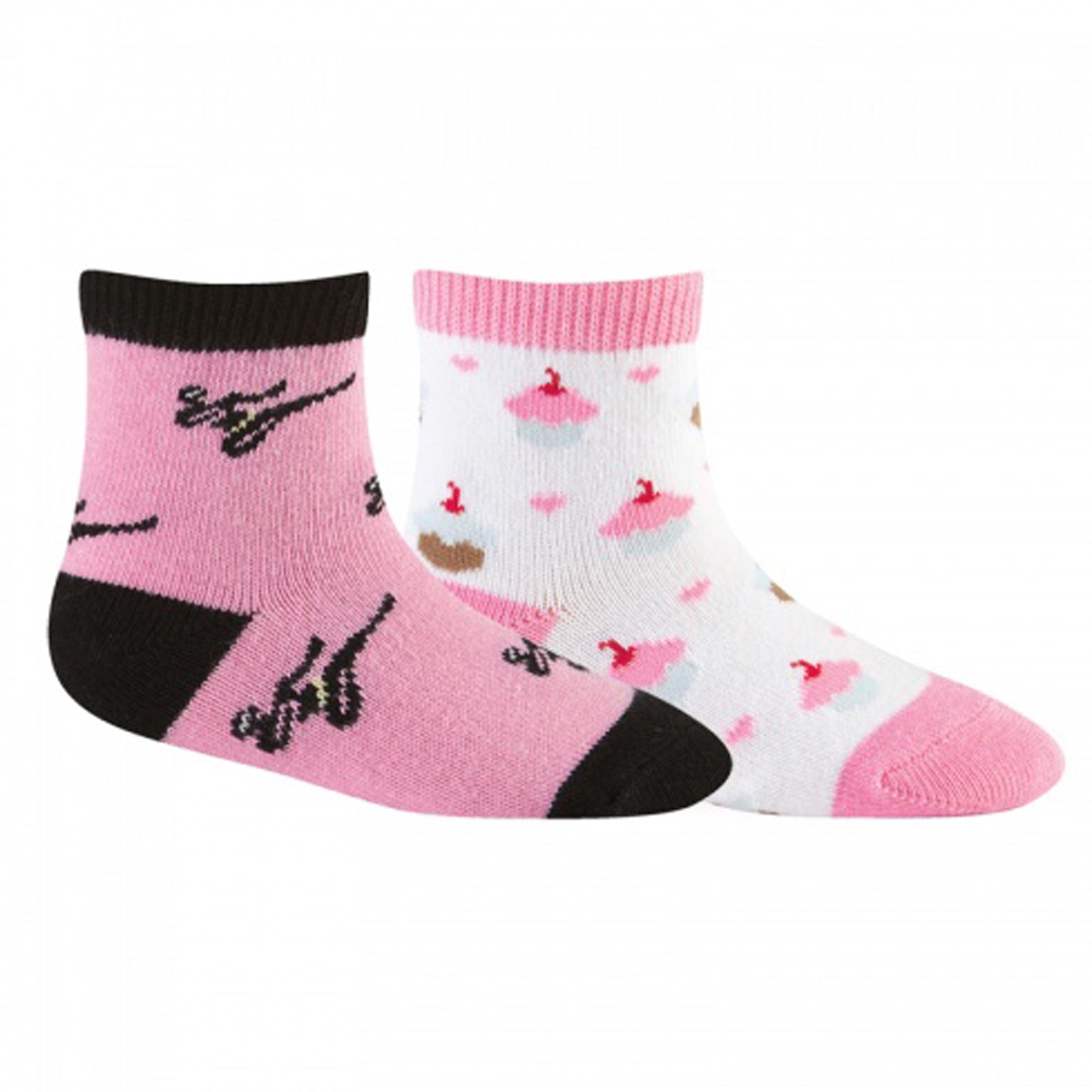 Sock It To Me Girls Socks Twin Pack - Pink Ninja & Cupcake (2-4 Years Old)