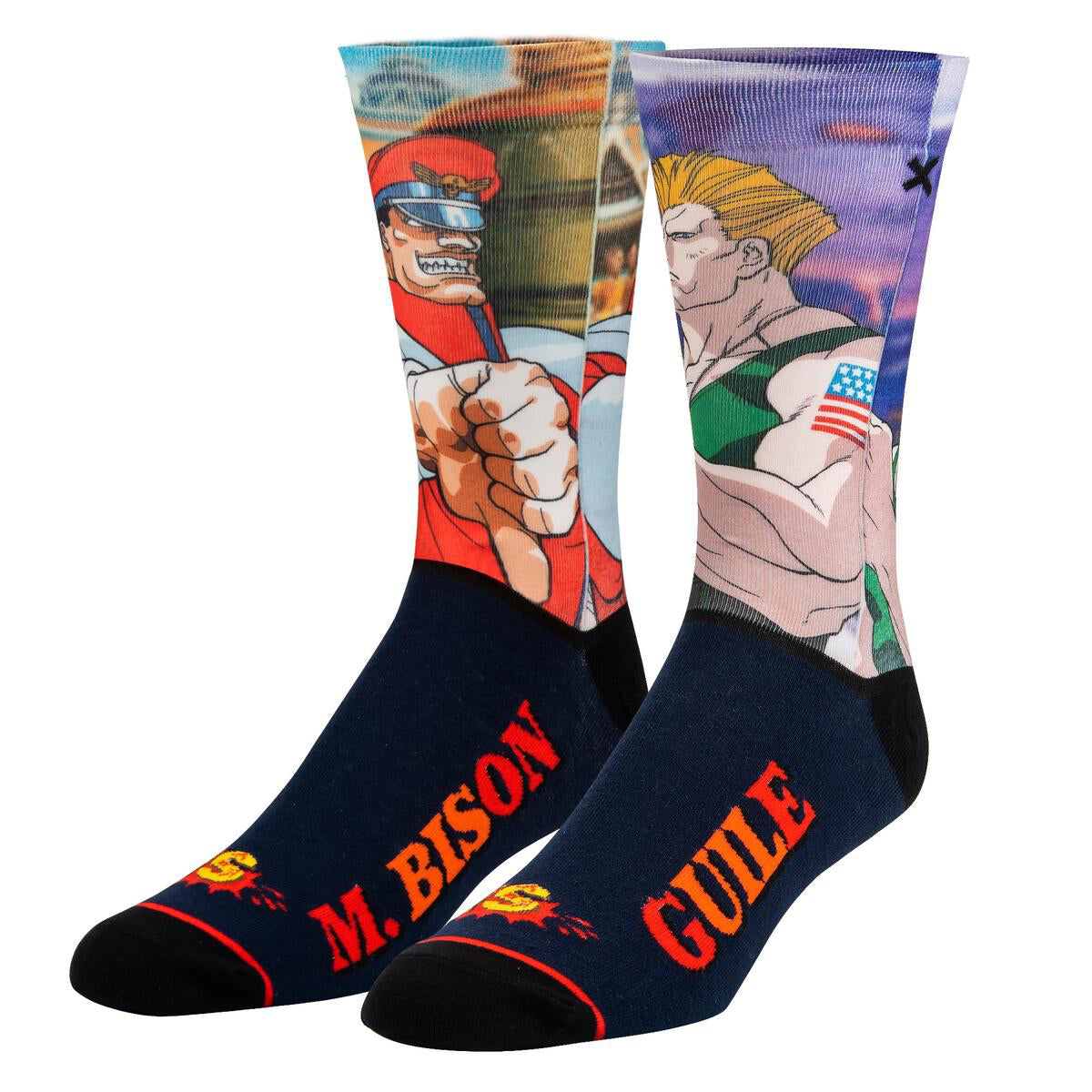 Odd Sox Men's Crew Socks – M Bison Vs Guile (Street Fighter II)