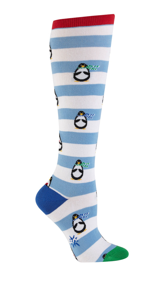 Sock It To Me Women's Knee High Socks - Penguin Stripe